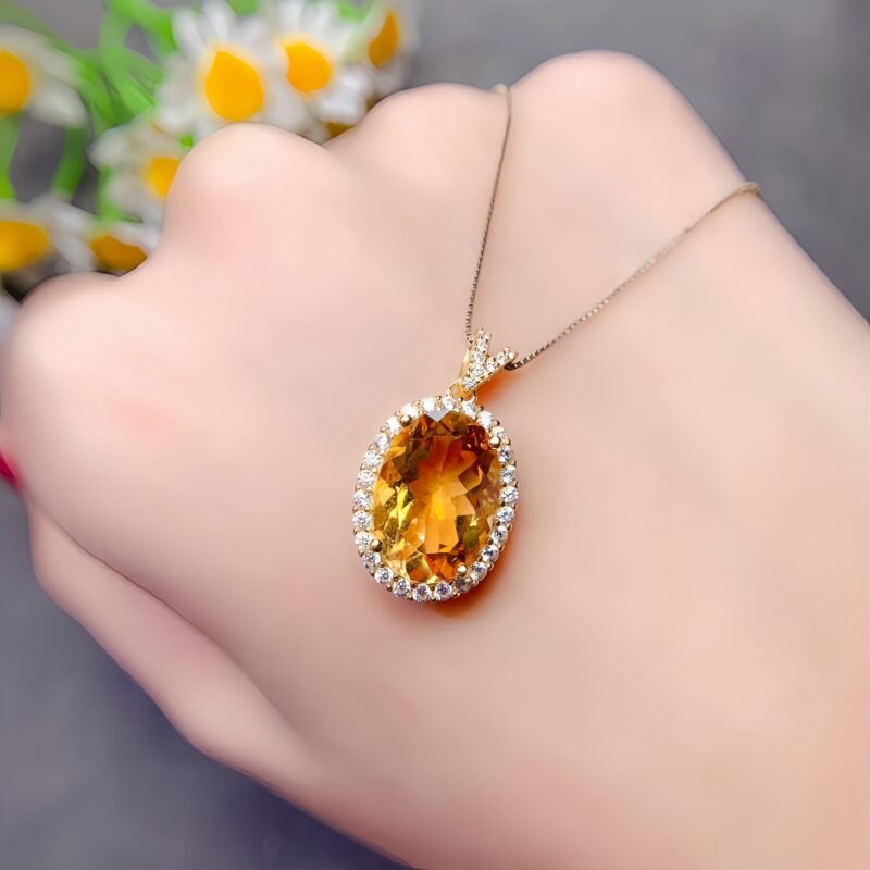 Natural Brazilian Citrine Pendant for Women