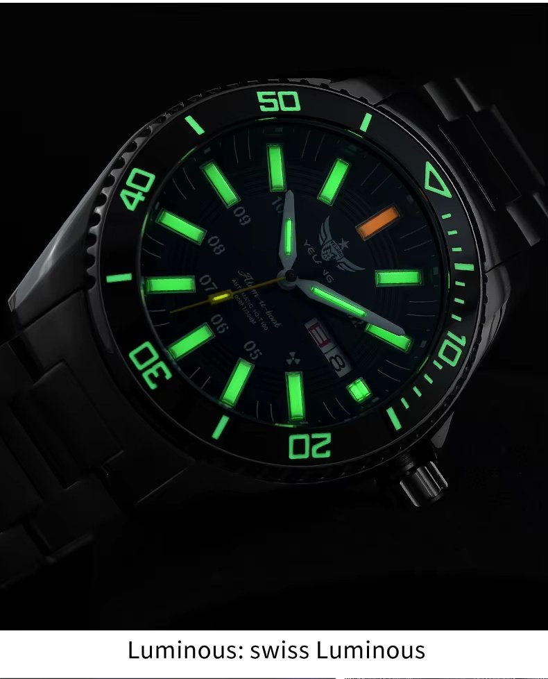 Yelang V1032 44mm Waterproof 300m Diver Watch Swiss Luminous Fully Automatic Mechanical Men Watch Sapphire Stainless