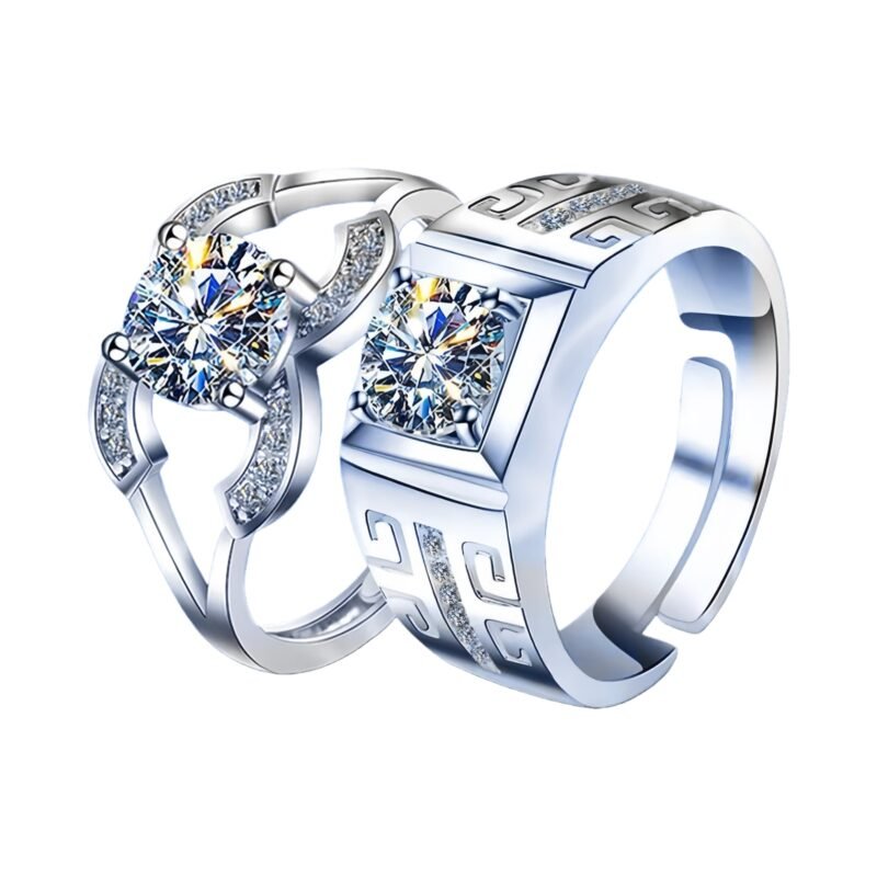 Luxury Design Sparkling Zircon Couple Rings - Ins Style Men & Women Pair