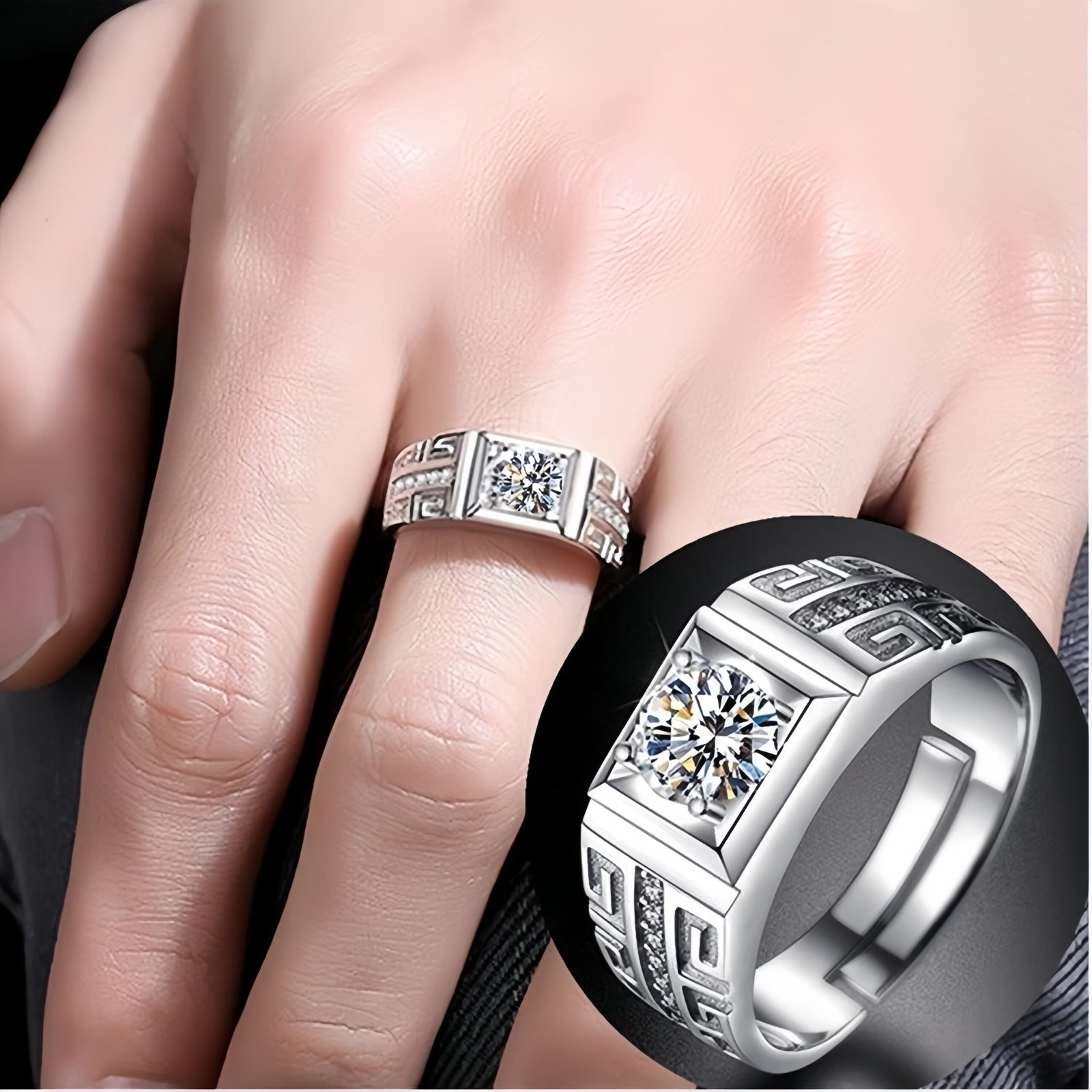 Luxury Design Sparkling Zircon Couple Rings - Ins Style Men & Women Pair