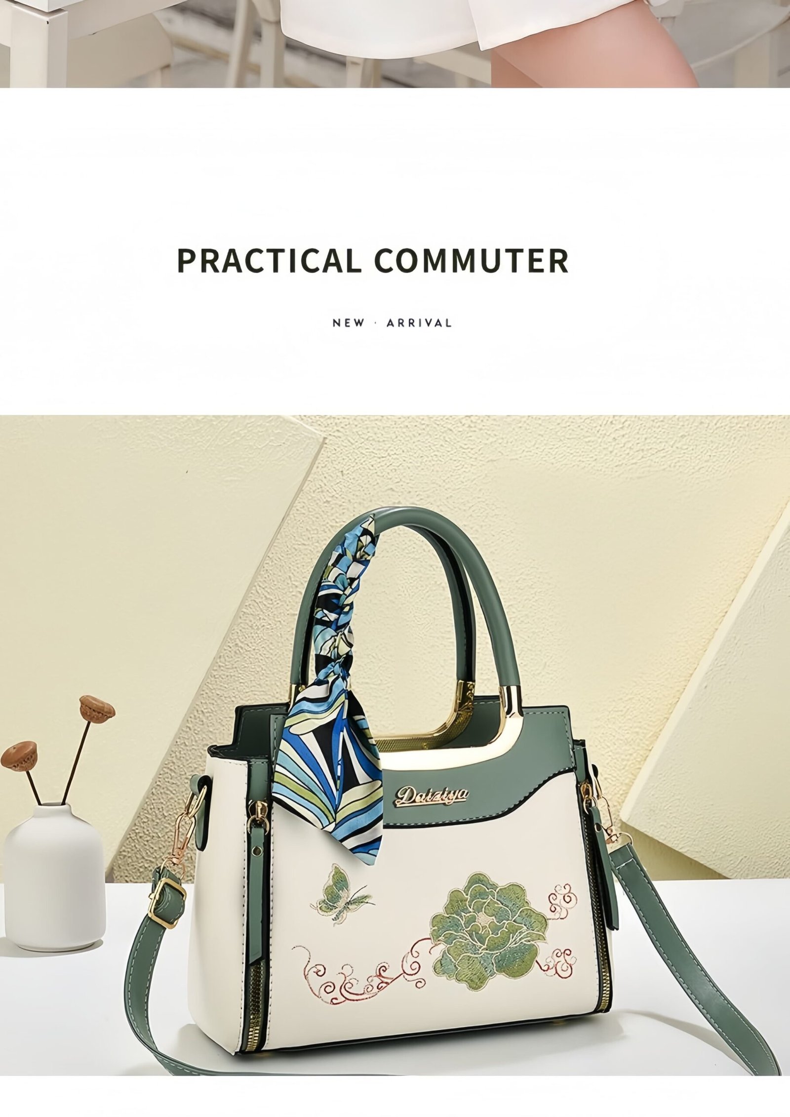 Daiziya Women's Embroidered Handbag - Fashion Commuter Bag with Multiple Compartments, Vintage & Modern Style, Multiple Colors Optional