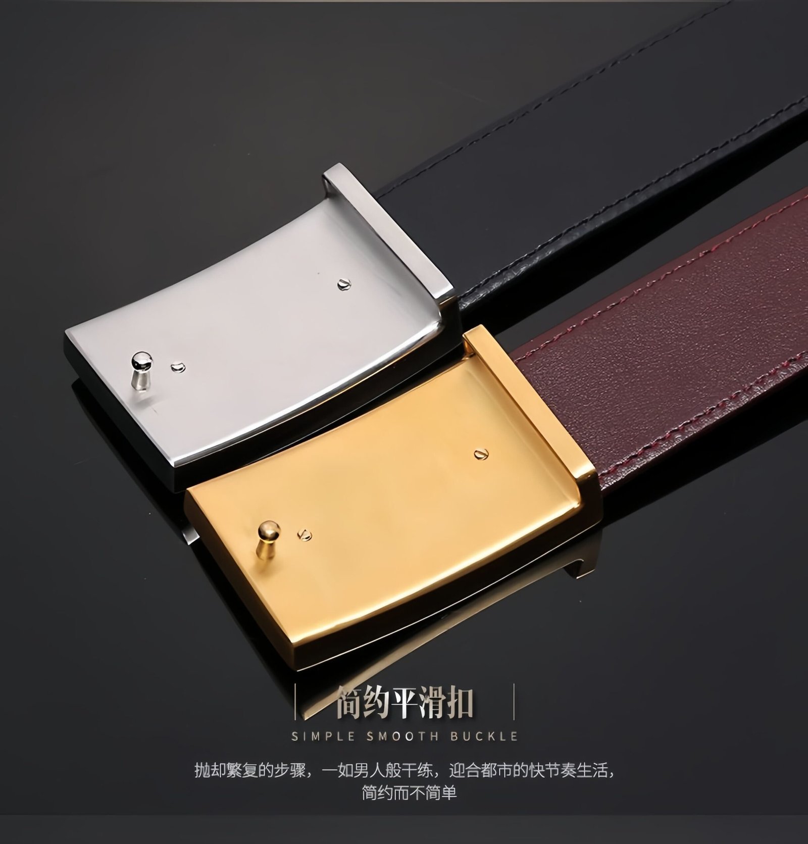 V.V.Brown Men's Belt - Siamese Crocodile Leather & Nappa Top-Layer Cowhide, Stainless Steel Smooth Buckle (Silver & Gold )