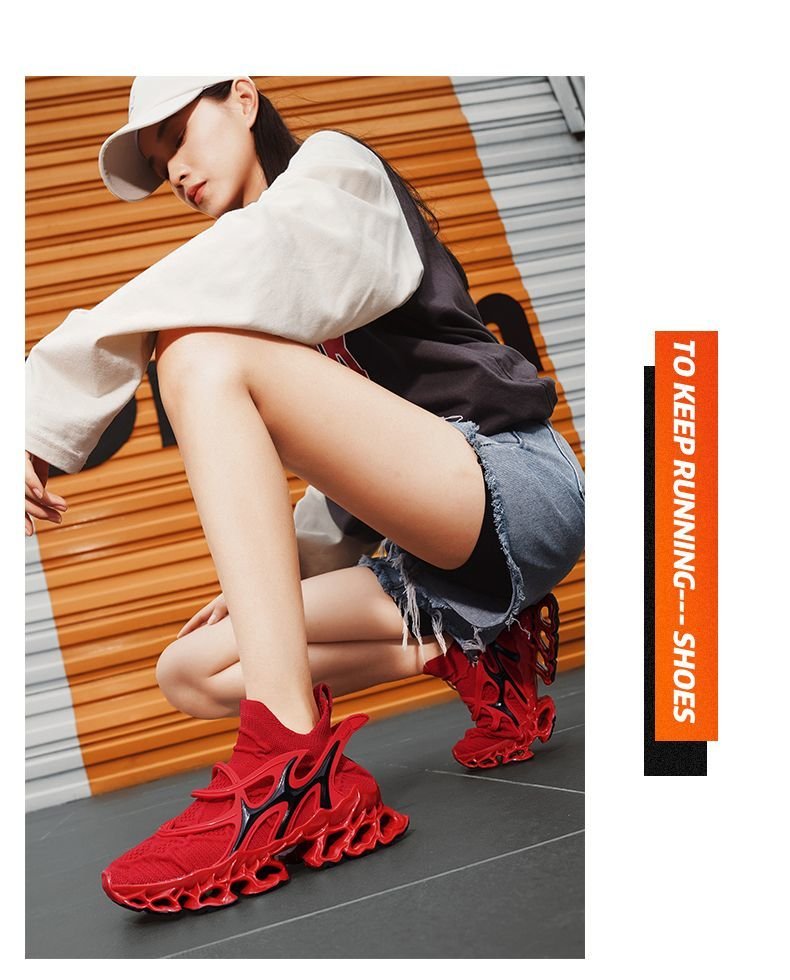 Trendy Casual Sneakers - Flyknit Upper Sock-Like Design Hollow TPU Sole Comfortable Fashion Athletic Shoes