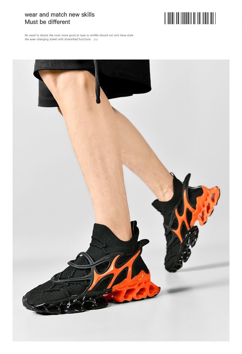 Trendy Casual Sneakers - Flyknit Upper Sock-Like Design Hollow TPU Sole Comfortable Fashion Athletic Shoes