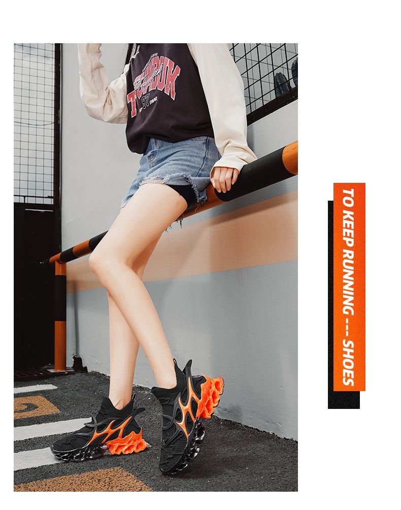 Trendy Casual Sneakers - Flyknit Upper Sock-Like Design Hollow TPU Sole Comfortable Fashion Athletic Shoes