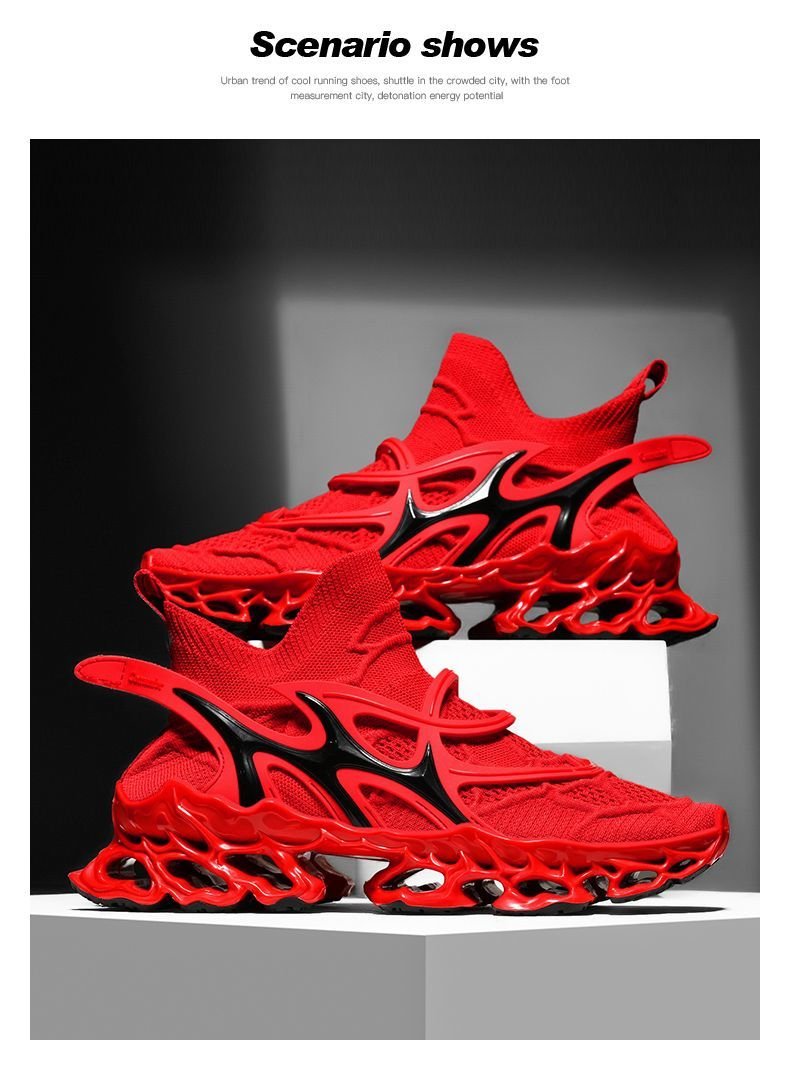 Trendy Casual Sneakers - Flyknit Upper Sock-Like Design Hollow TPU Sole Comfortable Fashion Athletic Shoes