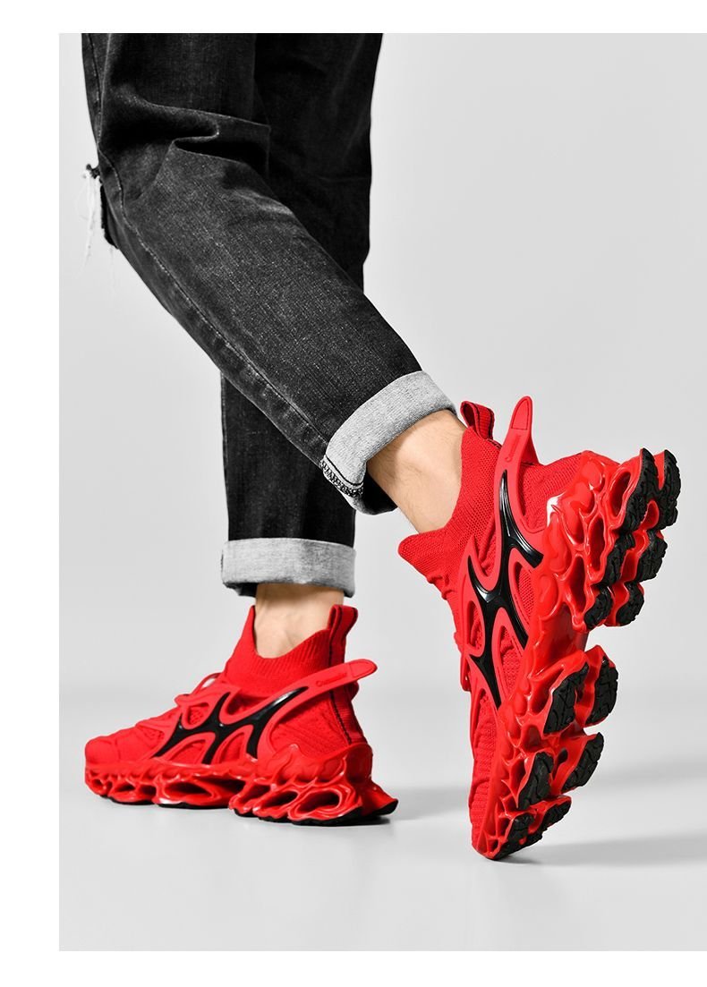 Trendy Casual Sneakers - Flyknit Upper Sock-Like Design Hollow TPU Sole Comfortable Fashion Athletic Shoes