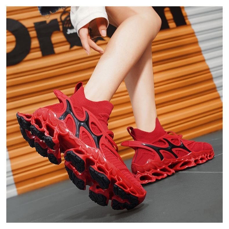 Trendy Casual Sneakers - Flyknit Upper Sock-Like Design Hollow TPU Sole Comfortable Fashion Athletic Shoes
