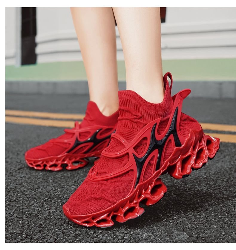 Trendy Casual Sneakers - Flyknit Upper Sock-Like Design Hollow TPU Sole Comfortable Fashion Athletic Shoes