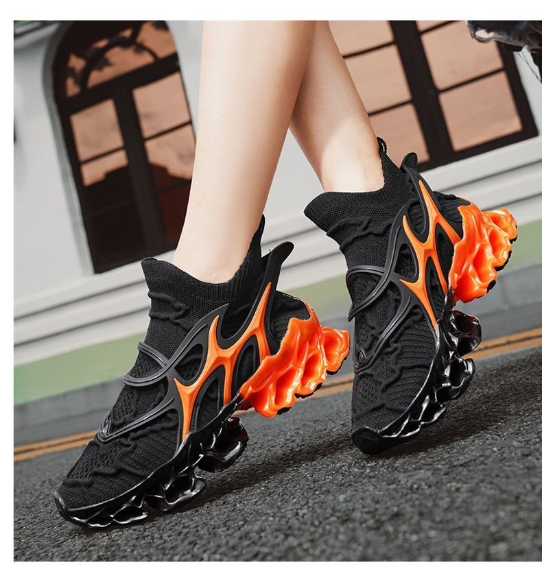 Trendy Casual Sneakers - Flyknit Upper Sock-Like Design Hollow TPU Sole Comfortable Fashion Athletic Shoes