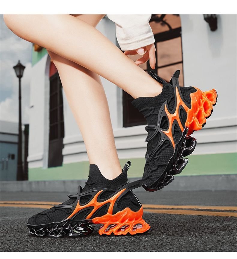 Trendy Casual Sneakers - Flyknit Upper Sock-Like Design Hollow TPU Sole Comfortable Fashion Athletic Shoes