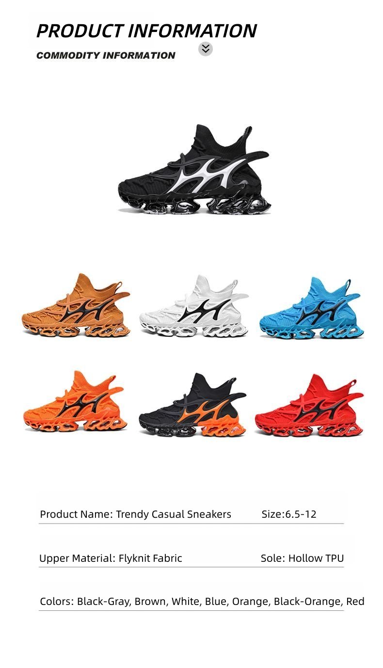 Trendy Casual Sneakers - Flyknit Upper Sock-Like Design Hollow TPU Sole Comfortable Fashion Athletic Shoes