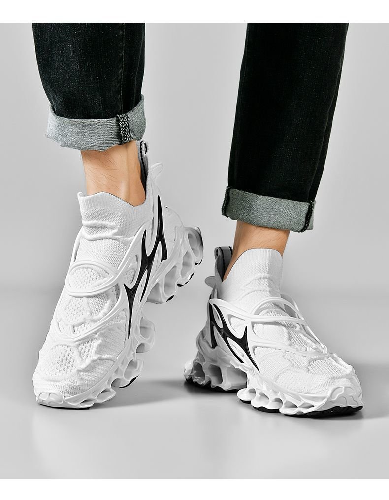 Trendy Casual Sneakers - Flyknit Upper Sock-Like Design Hollow TPU Sole Comfortable Fashion Athletic Shoes