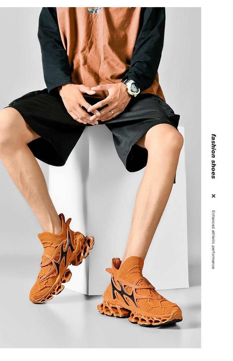 Trendy Casual Sneakers - Flyknit Upper Sock-Like Design Hollow TPU Sole Comfortable Fashion Athletic Shoes