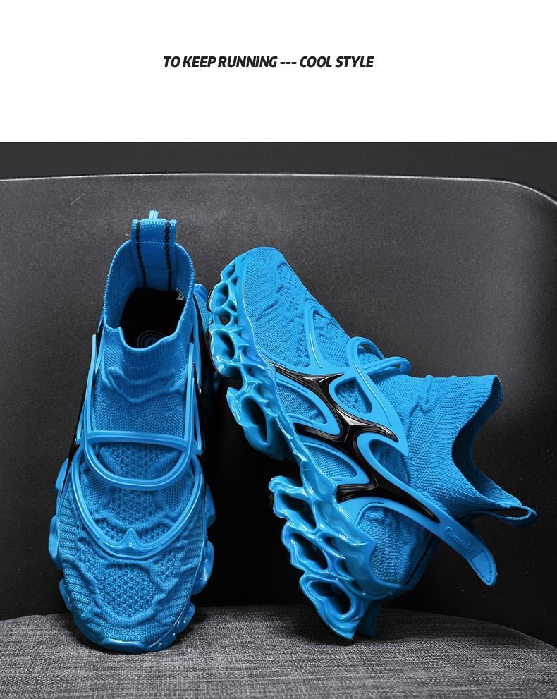 Trendy Casual Sneakers - Flyknit Upper Sock-Like Design Hollow TPU Sole Comfortable Fashion Athletic Shoes