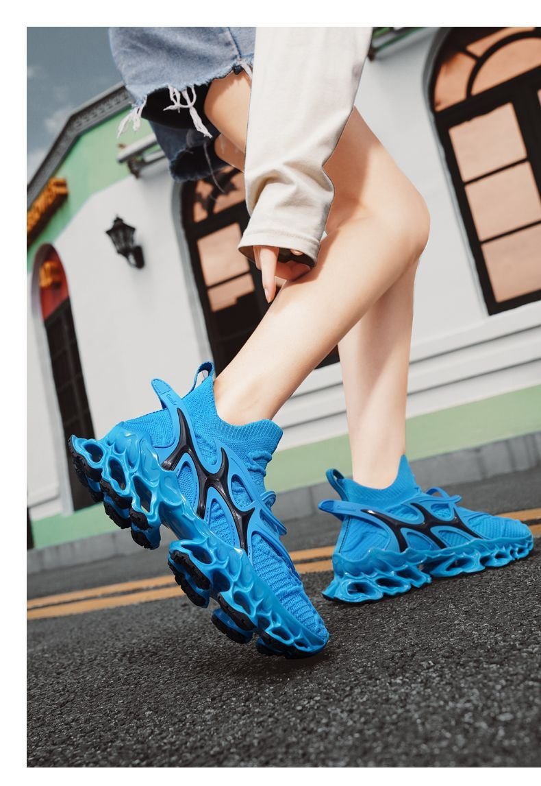 Trendy Casual Sneakers - Flyknit Upper Sock-Like Design Hollow TPU Sole Comfortable Fashion Athletic Shoes