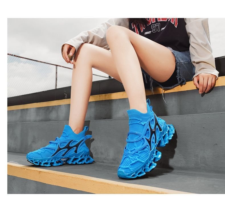 Trendy Casual Sneakers - Flyknit Upper Sock-Like Design Hollow TPU Sole Comfortable Fashion Athletic Shoes