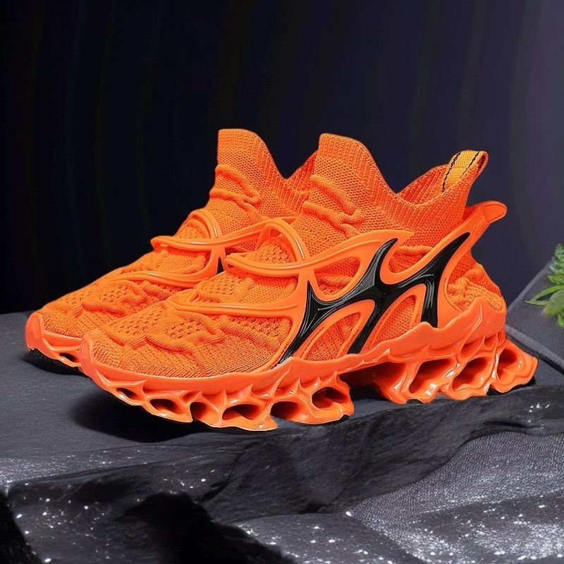 Trendy Casual Sneakers - Flyknit Upper Sock-Like Design Hollow TPU Sole Comfortable Fashion Athletic Shoes