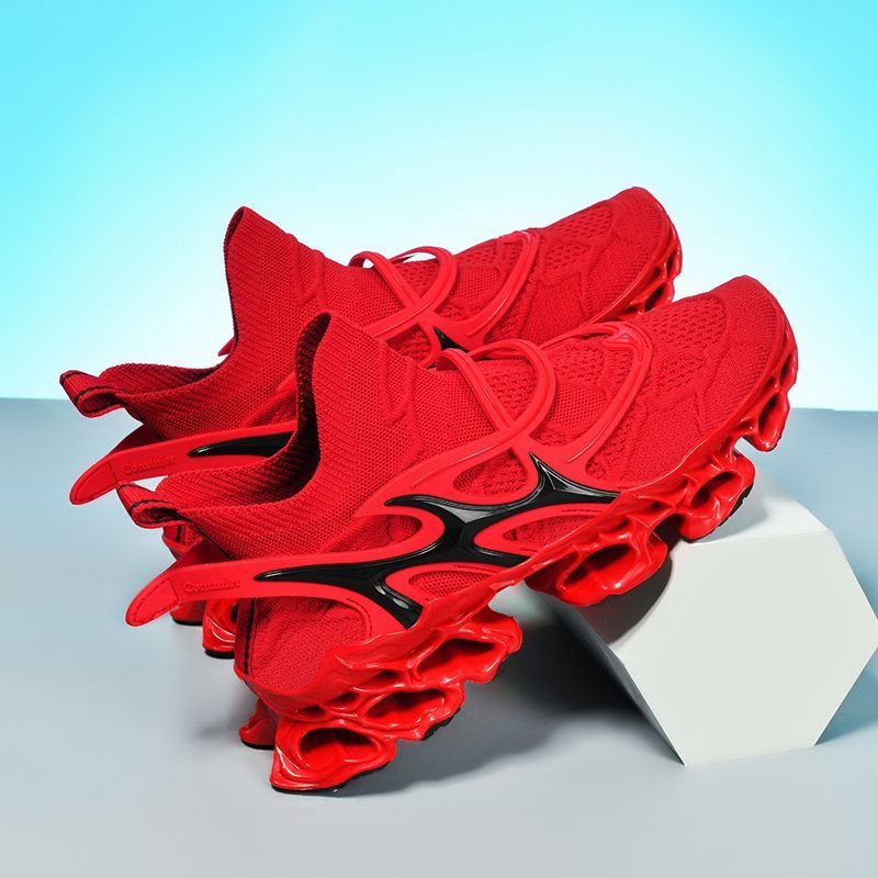 Trendy Casual Sneakers - Flyknit Upper Sock-Like Design Hollow TPU Sole Comfortable Fashion Athletic Shoes