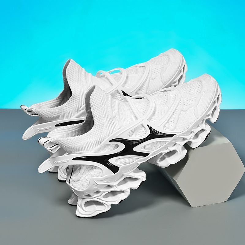 Trendy Casual Sneakers - Flyknit Upper Sock-Like Design Hollow TPU Sole Comfortable Fashion Athletic Shoes