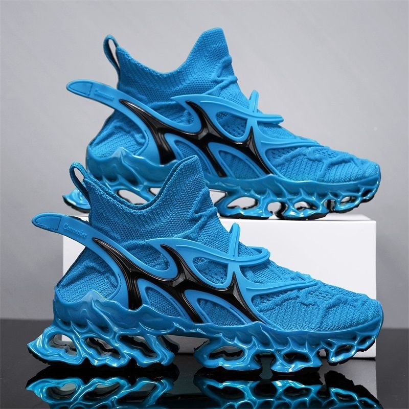 Trendy Casual Sneakers - Flyknit Upper Sock-Like Design Hollow TPU Sole Comfortable Fashion Athletic Shoes