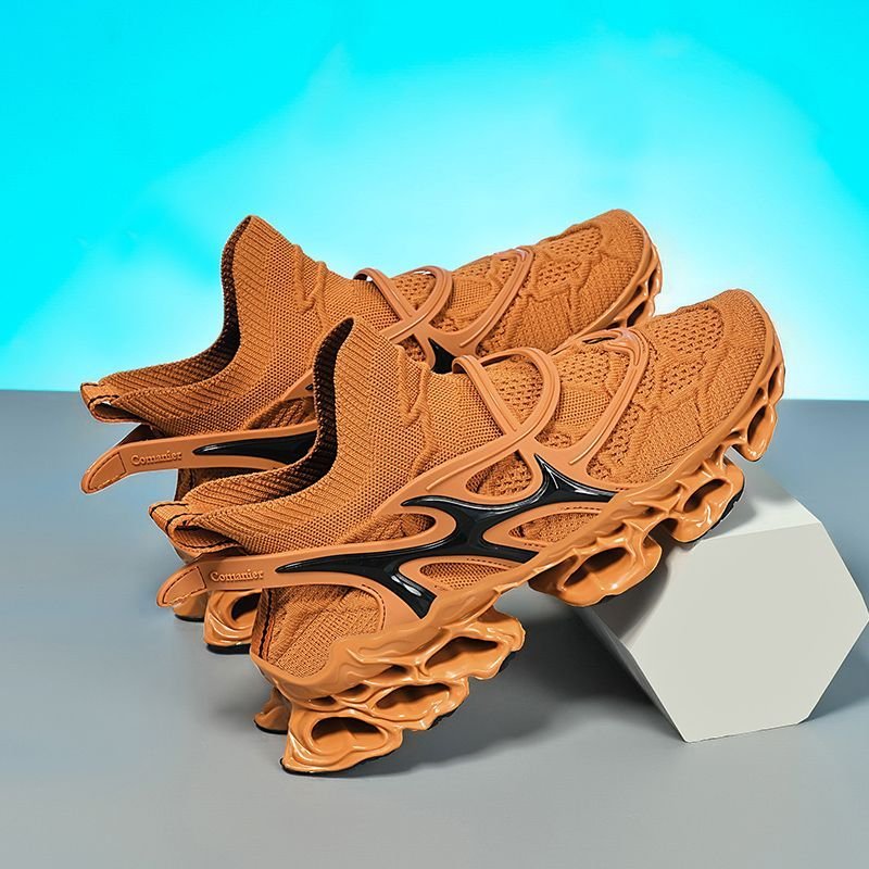 Trendy Casual Sneakers - Flyknit Upper Sock-Like Design Hollow TPU Sole Comfortable Fashion Athletic Shoes