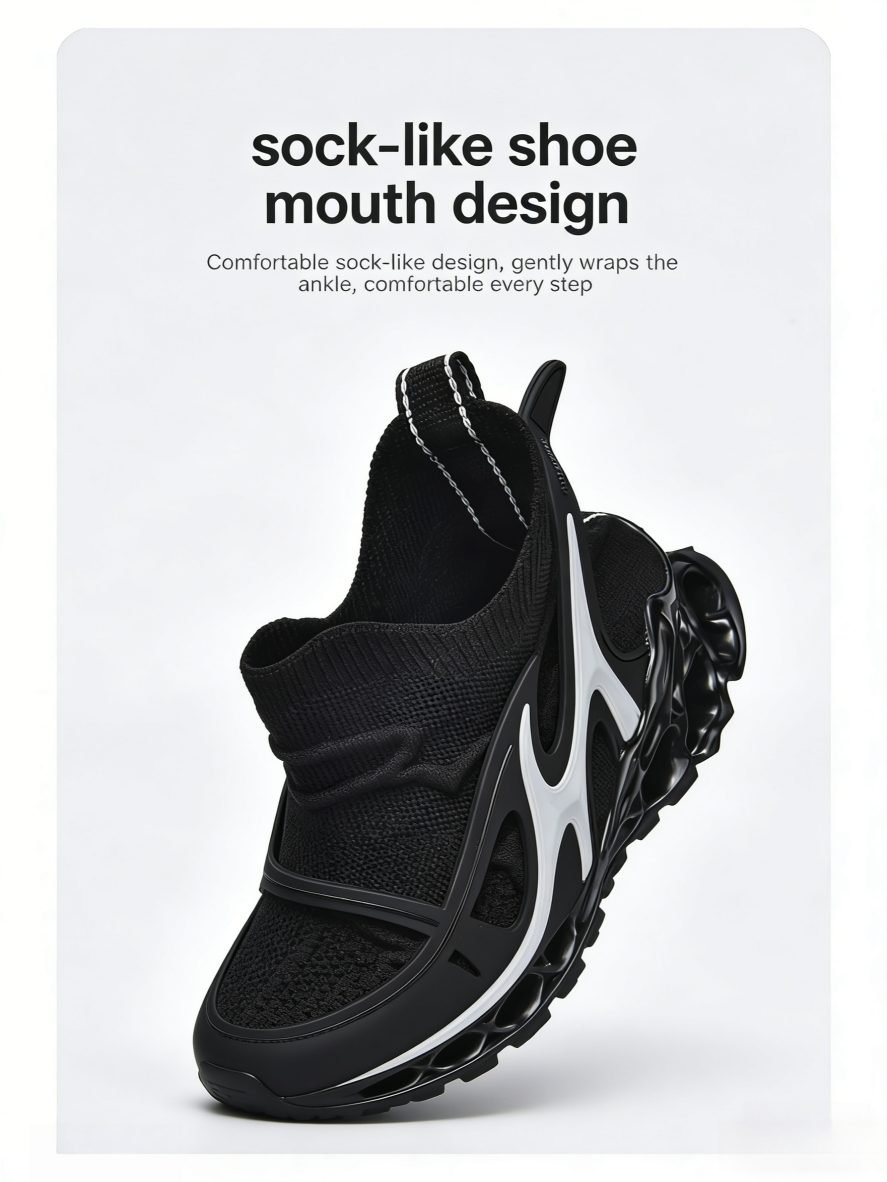 Trendy Casual Sneakers - Flyknit Upper Sock-Like Design Hollow TPU Sole Comfortable Fashion Athletic Shoes