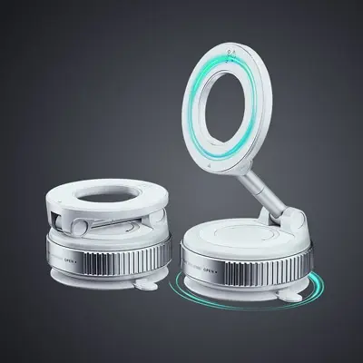 JOWOYE Magnetic Vacuum Suction Phone Holder, 360° Rotatable Universal Car Dashboard Windshield Mount White